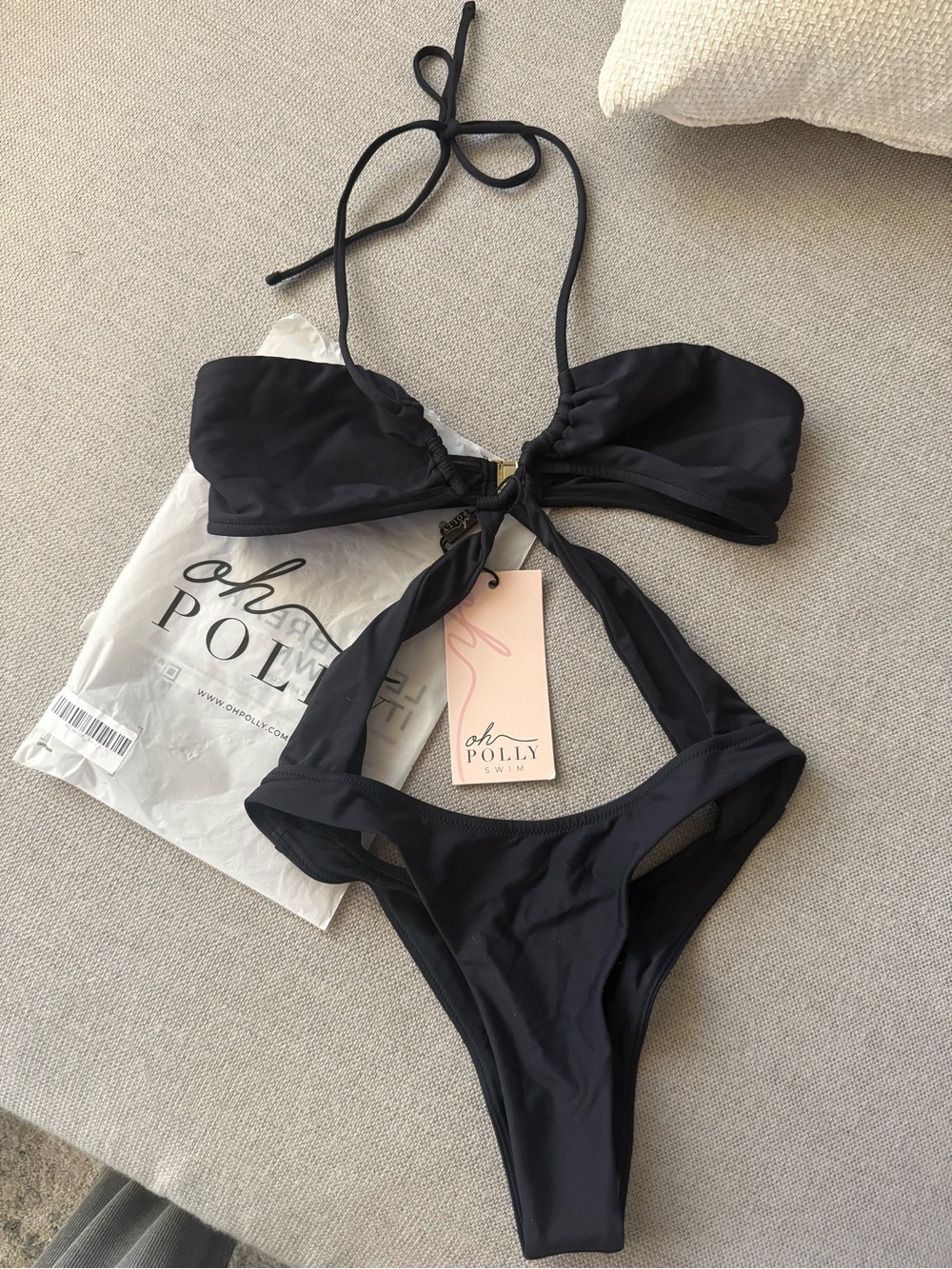 Oh Polly Black One-Piece Cutout Swimsuit